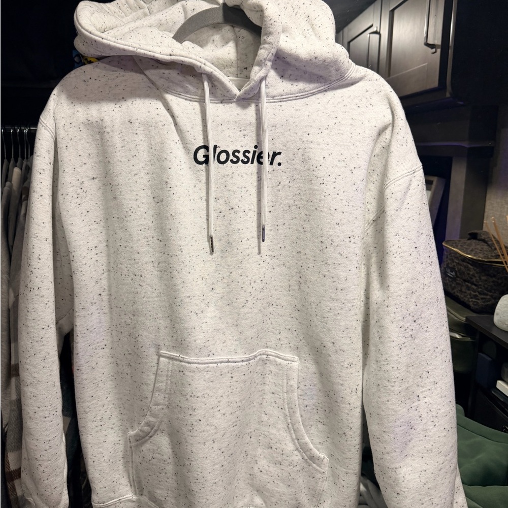 Glossier White and Black Speckled Hoodie